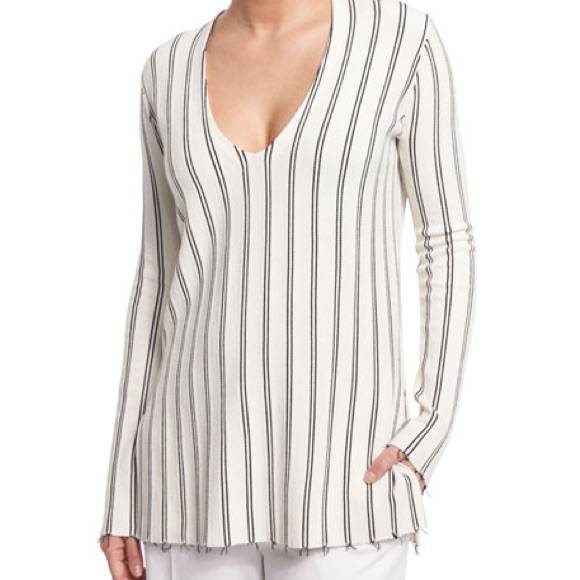 Theory Haydren Prosecco Double-Striped Sweater
